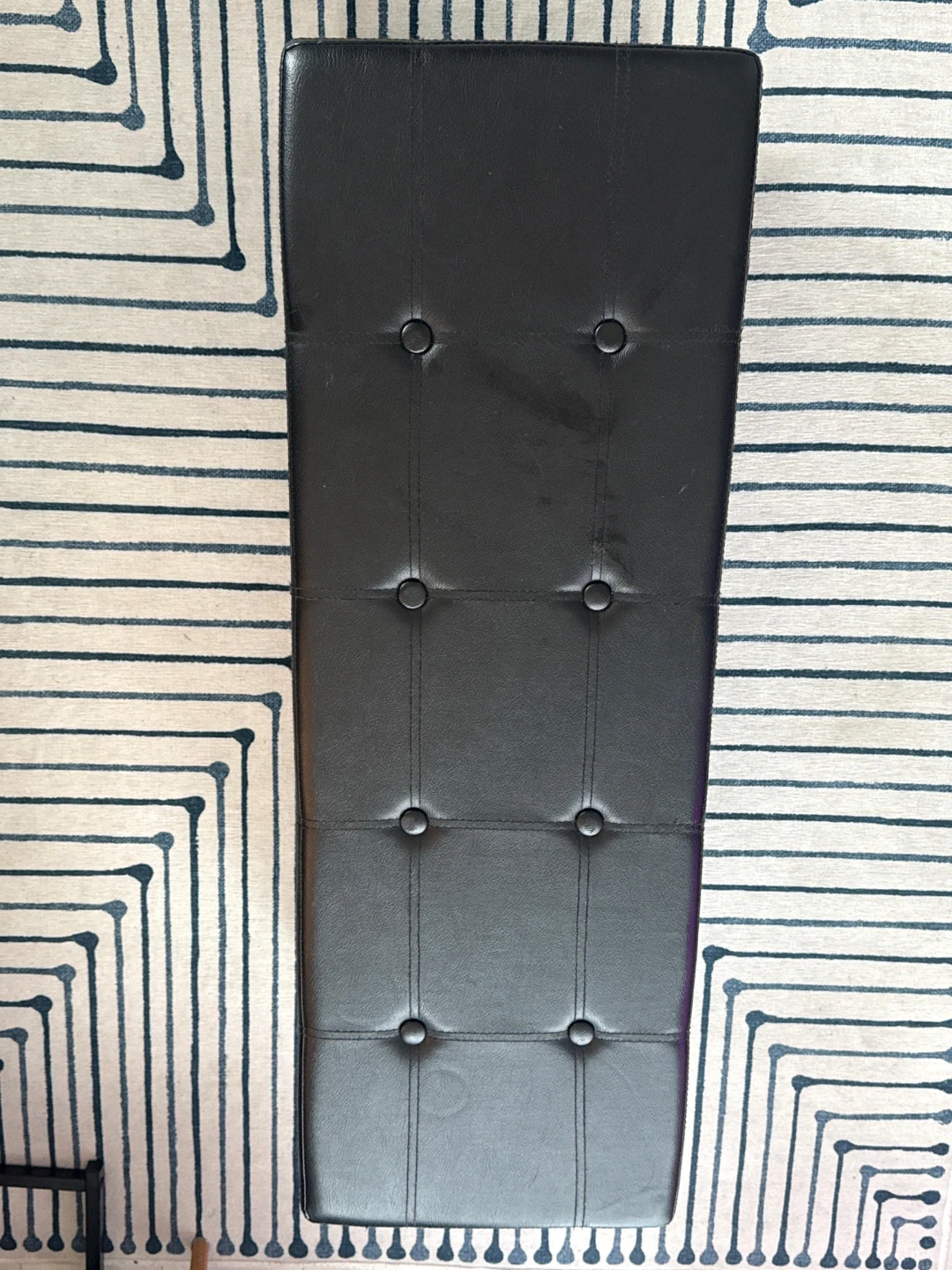 Black Faux Leather Storage Ottoman Bench - photo 2
