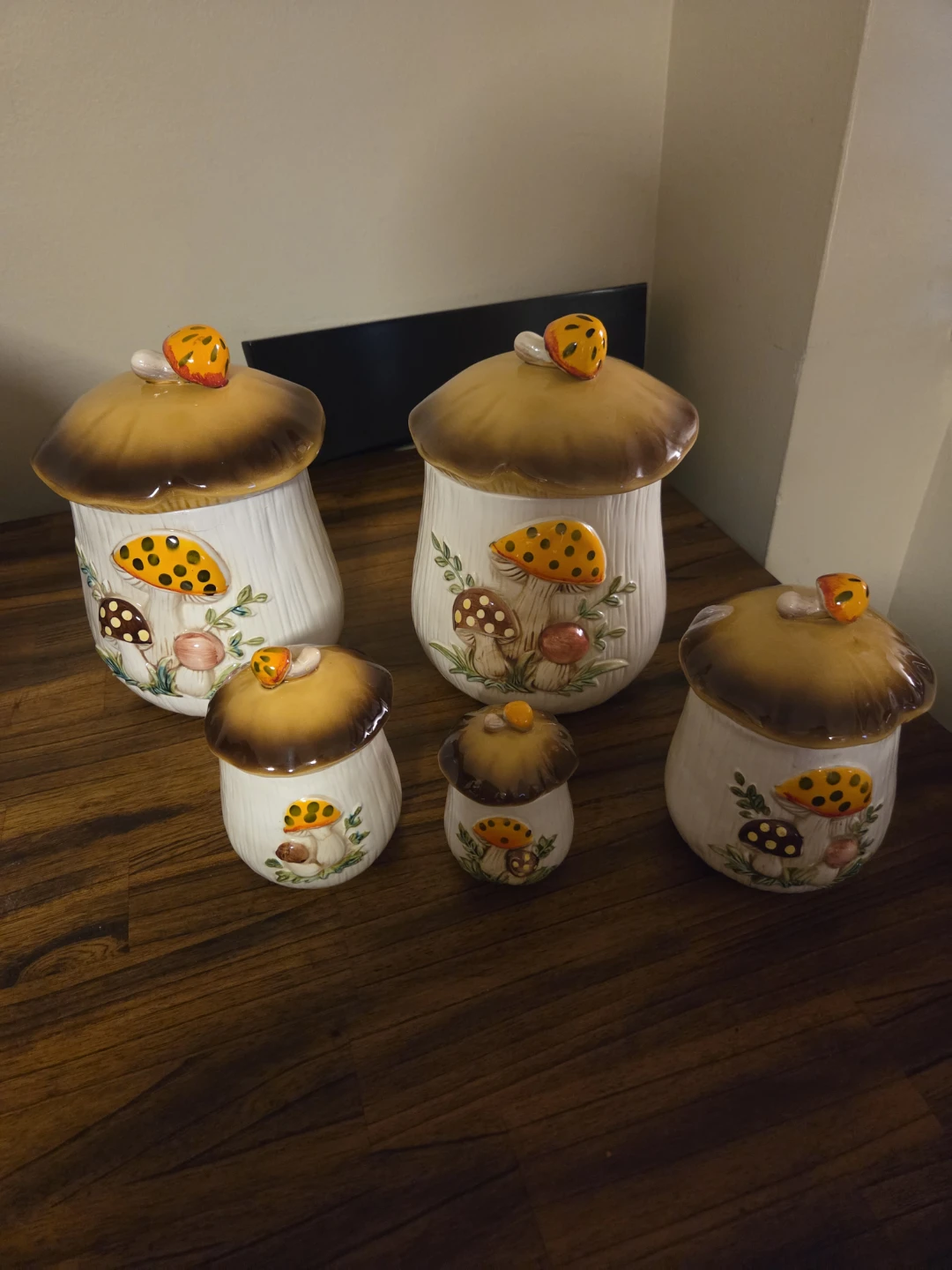 1978 Vintage Merry Mushroom Ceramic Canister Set
