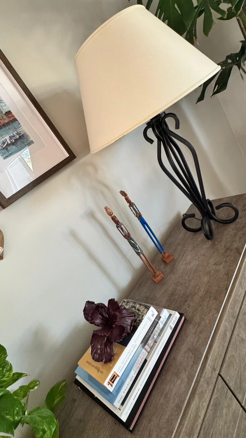 Stunning Vintage Wrought Iron Table Lamp with Shade
