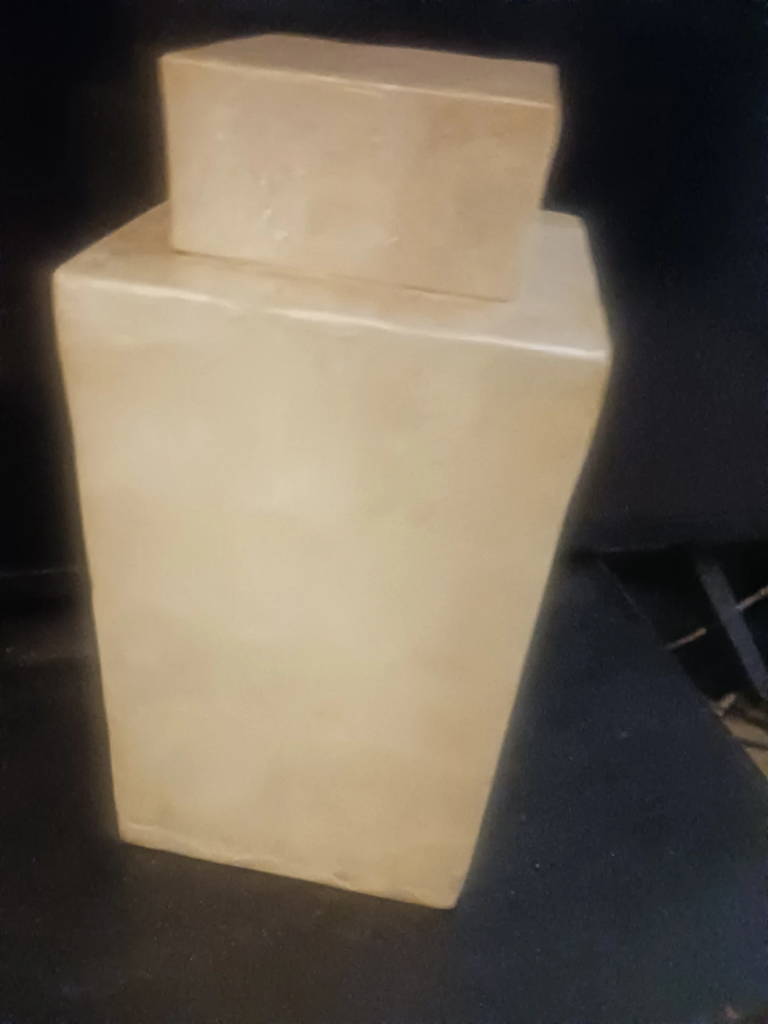 🏈 Square Cream Decorative Ceramic Jar - photo 2
