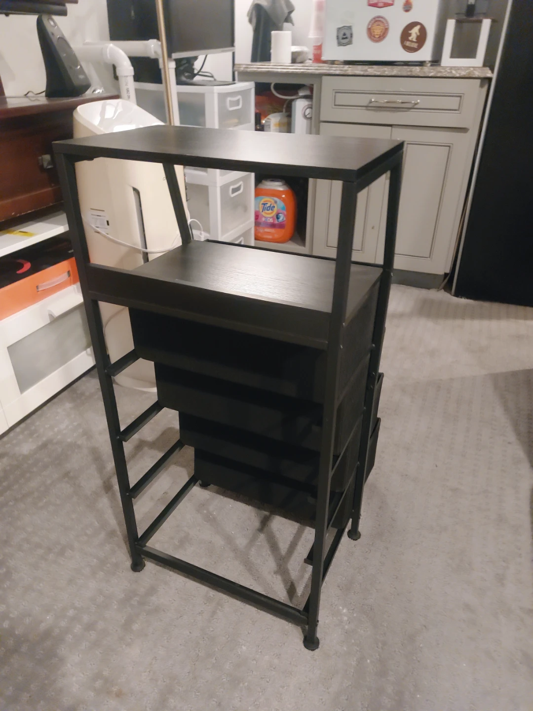 Black Metal and Wood 4-Drawer Storage Tower - photo 4