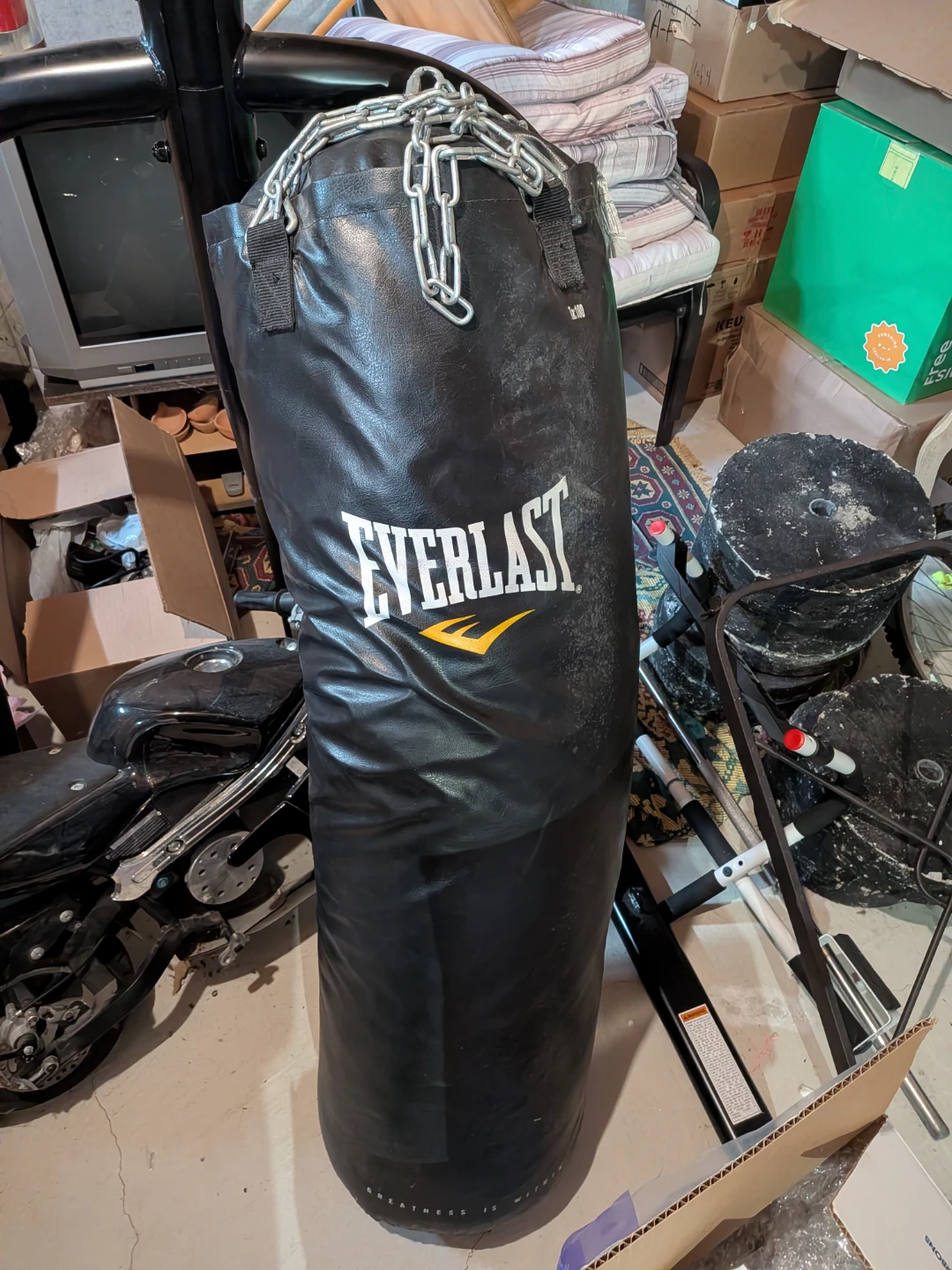 Punching bag stand and weights