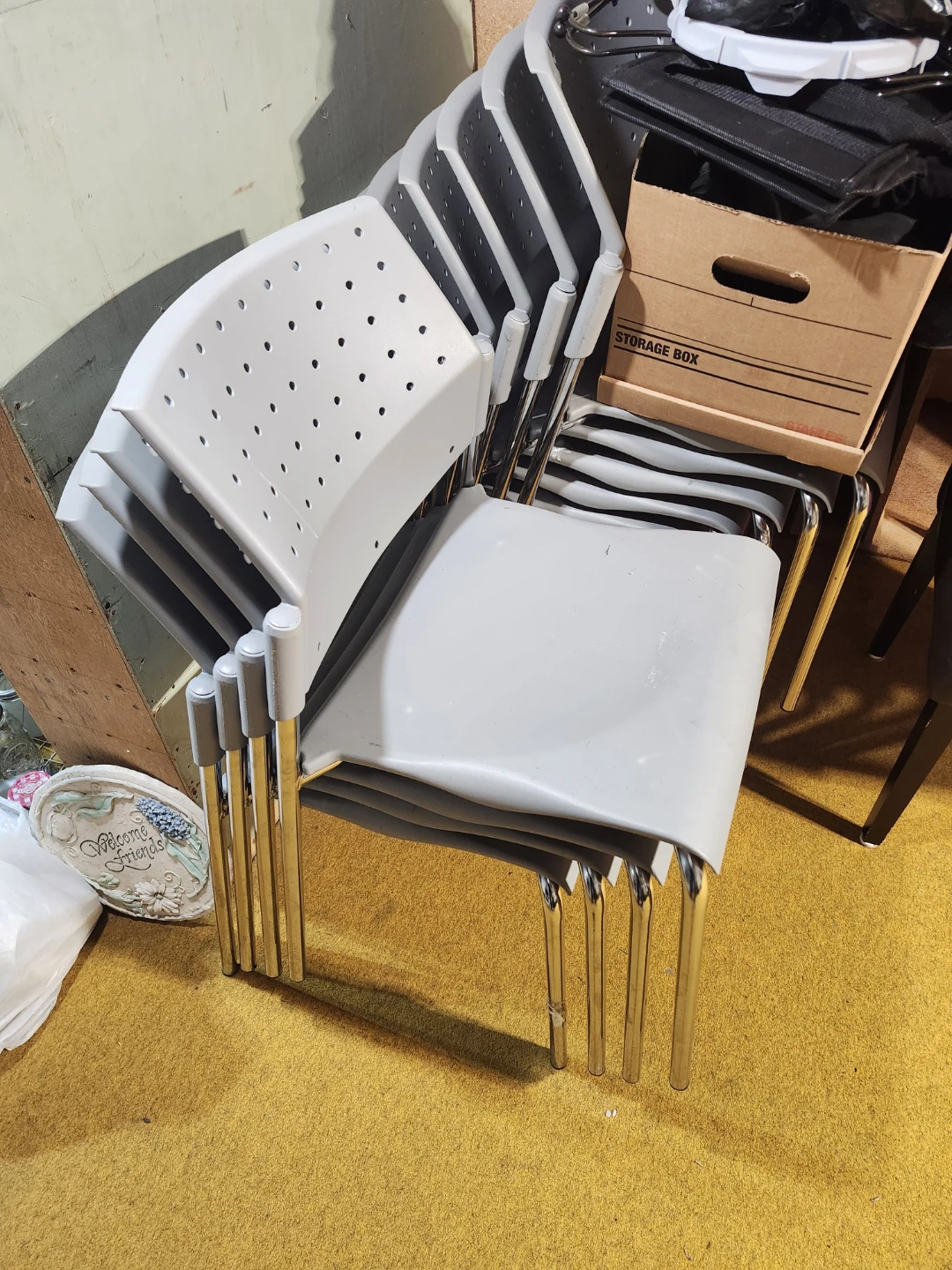 Set of 20 grey stacking chairs