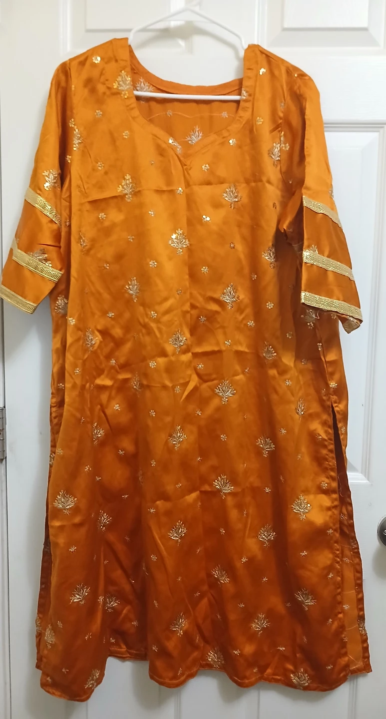 CLOSET DECLUTTER- BRAND NEW- Orange Silk A-line shirt
