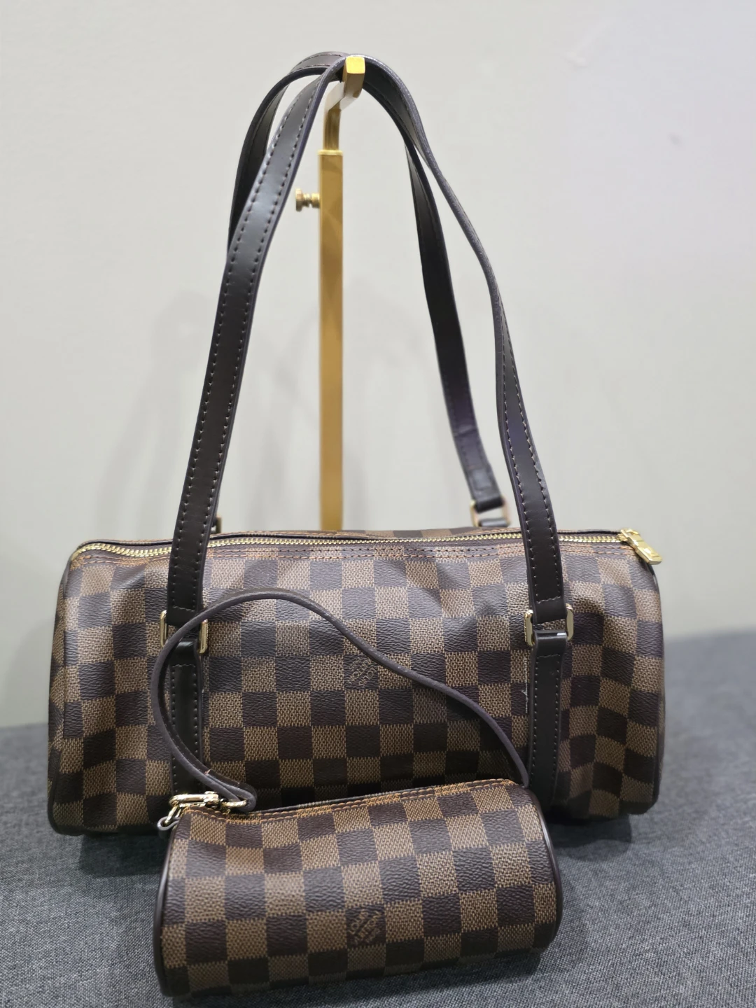 Damier Ebene Papillon 28 Bag with Pouch