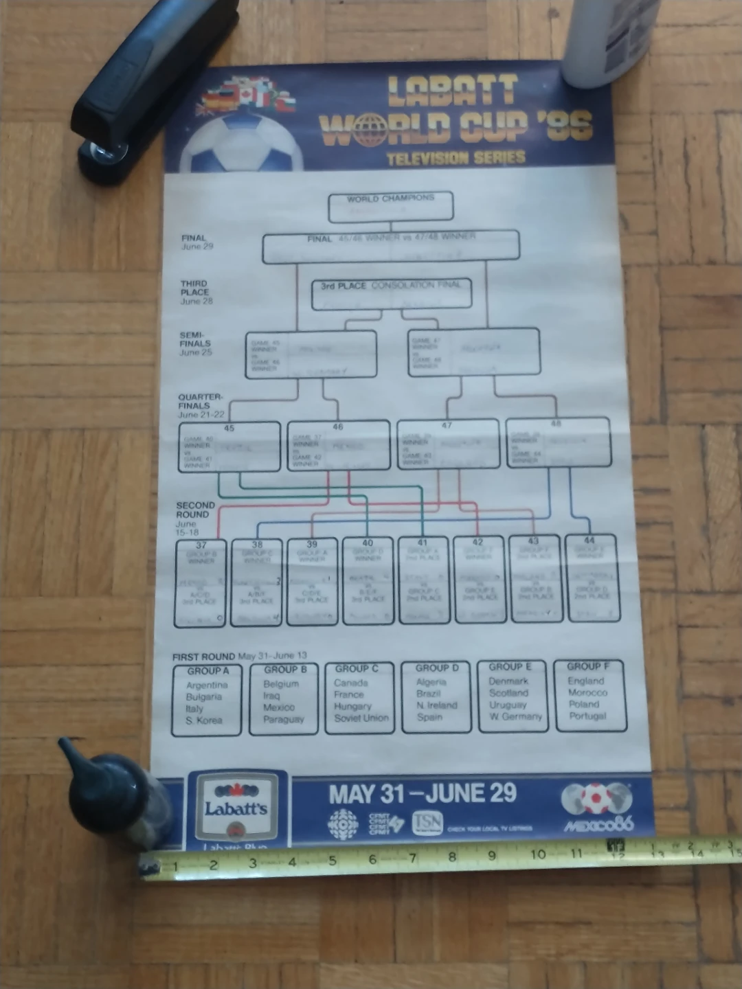 Labatt World Cup 86 Game Brackets