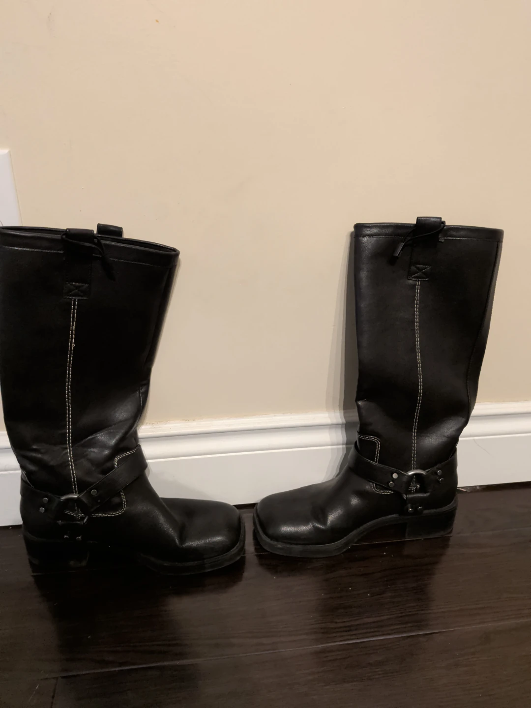Zara Women’s Leather Harness Biker Boots– Worn Once