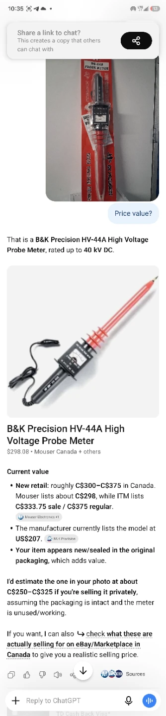 B&K Precision HV-44A High Voltage Probe Meter - photo 2