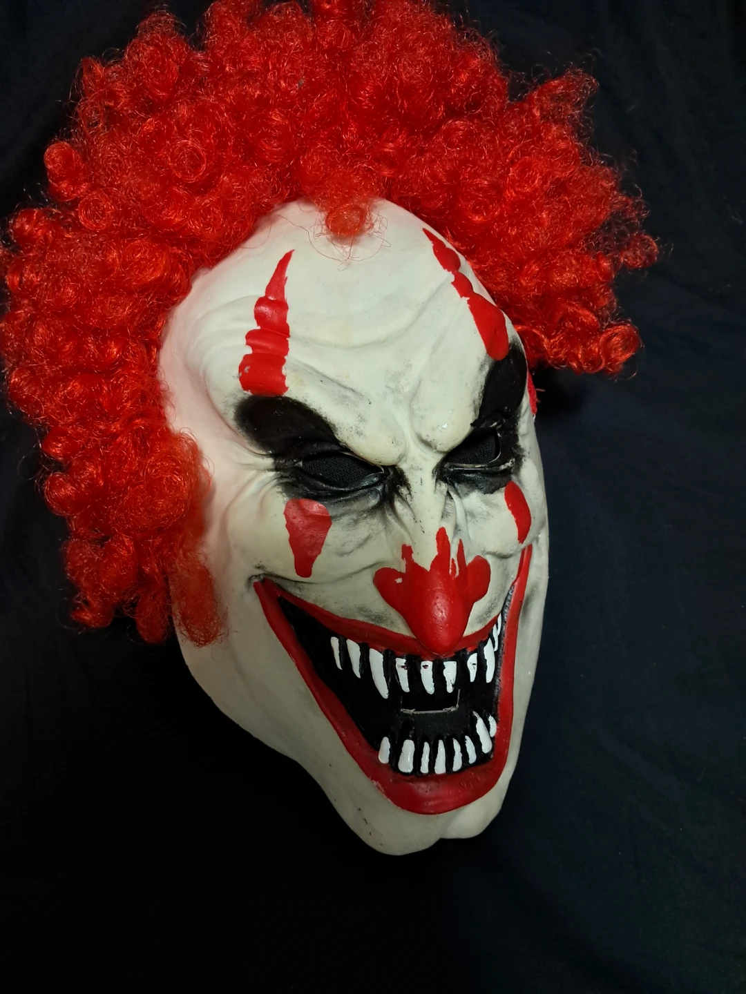 Creepy Clown Halloween Mask with Red Curly Hair