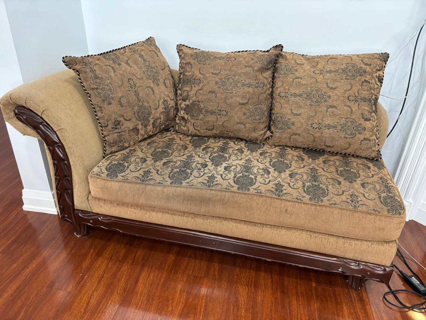 3 Piece Goldish‑Brown Mahogany Sofa Set – $500 (Negotiable)