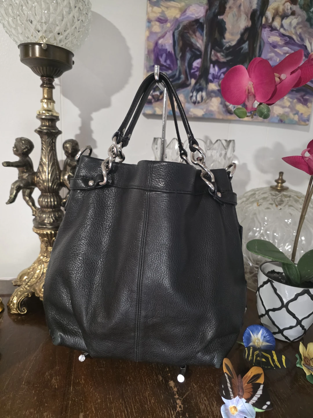Coach Black Pebble Leather Shoulder Bag