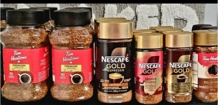 Tim Hortons and Nescafe Gold Instant Coffee Jars