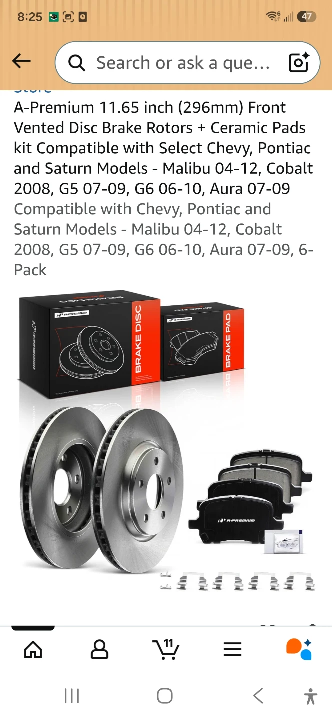 A-Premium Front Vented Brake Rotors and Ceramic Pads Kit