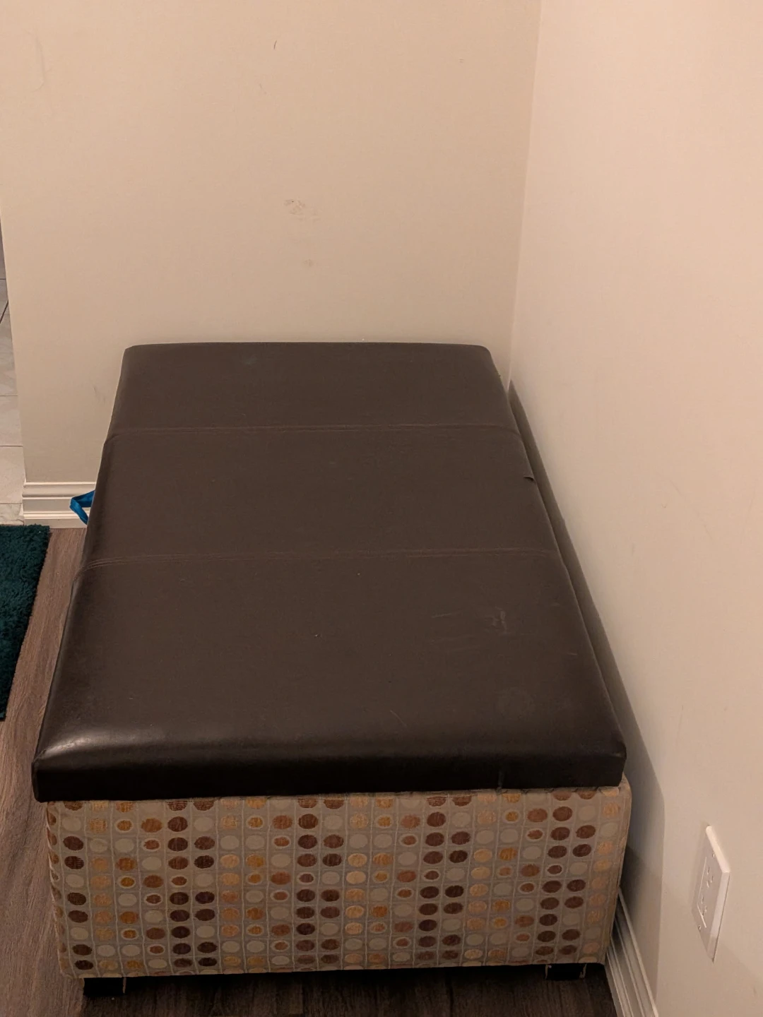 Storage Ottoman with Brown Leather-Look Top - photo 3