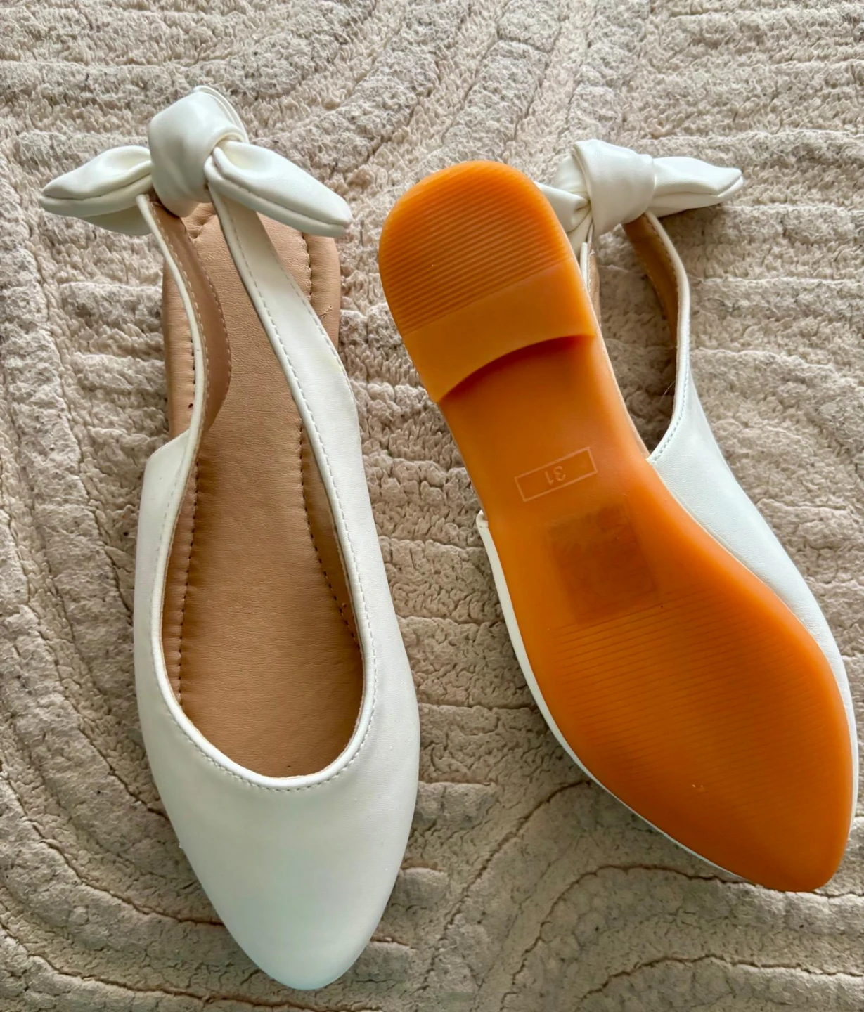 🏈White Bow Slingback Flats