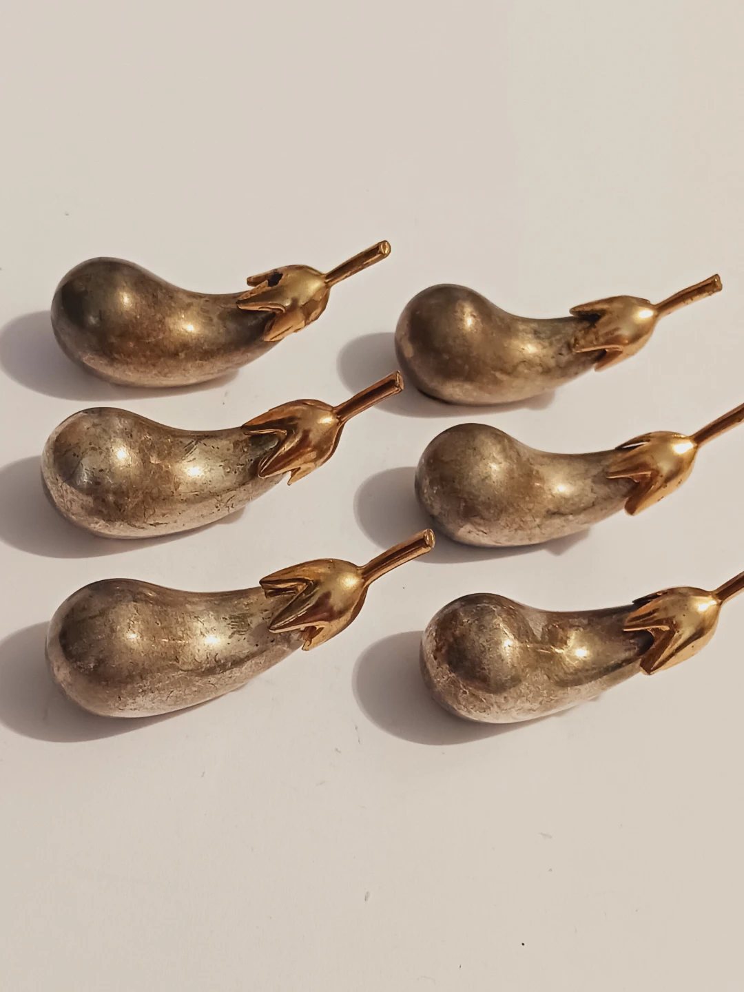 Set of 6 Silver Plated Eggplant Knife Rests/ Chopstick Rests - photo 2