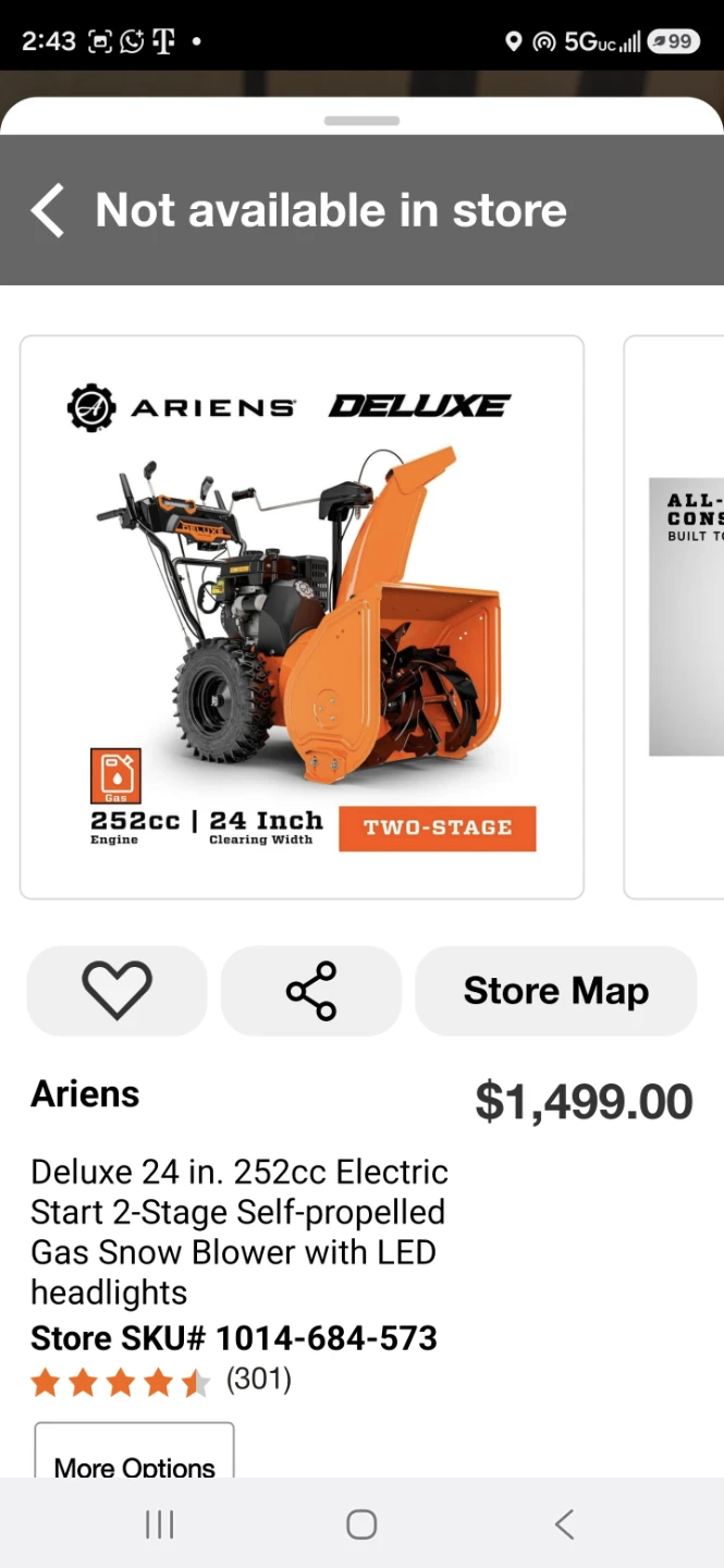 New Ariens Deluxe 24 252cc 2-Stage Snow Blower