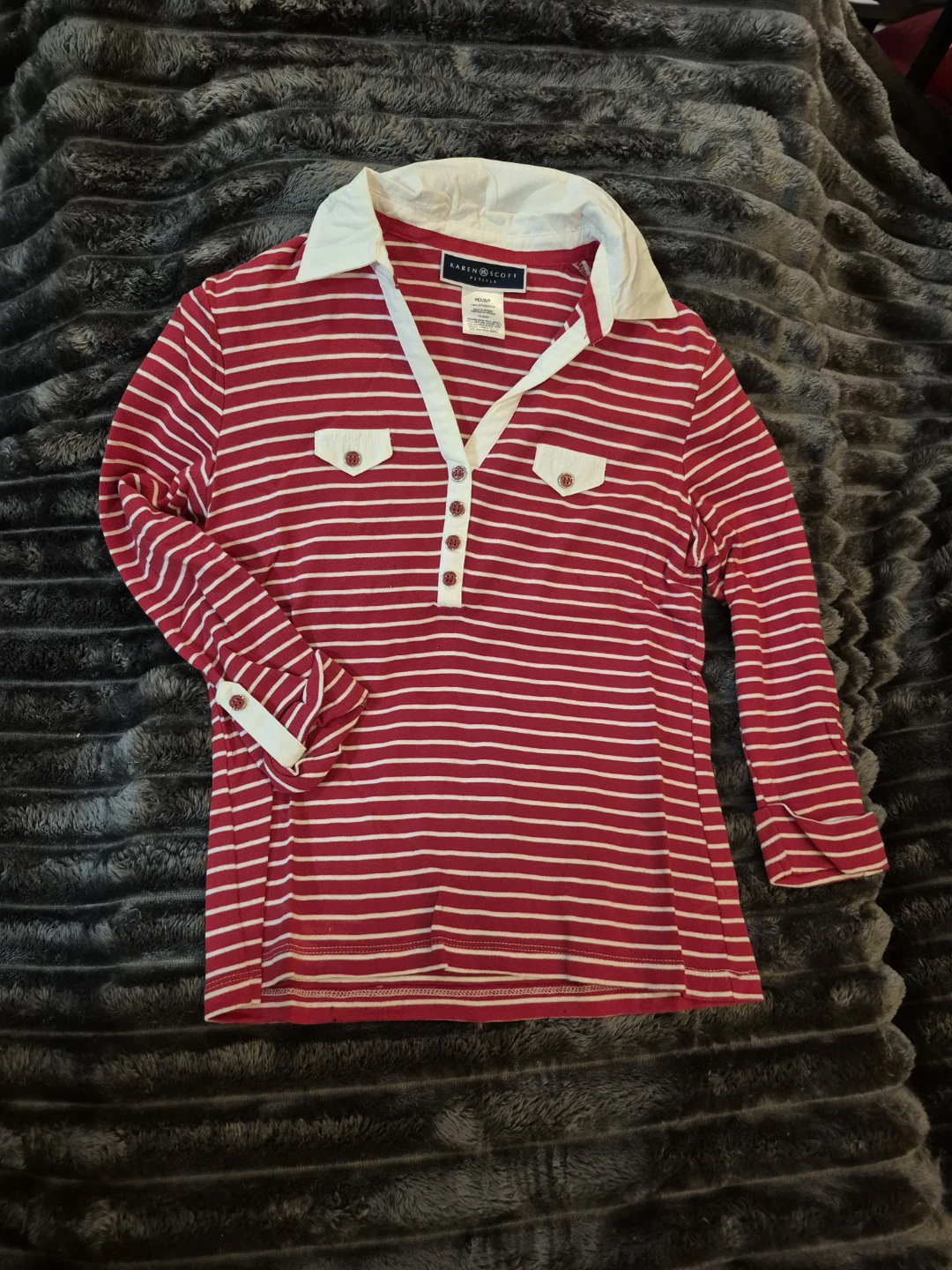 Karen Scott Petites Striped Top - Small - photo 5