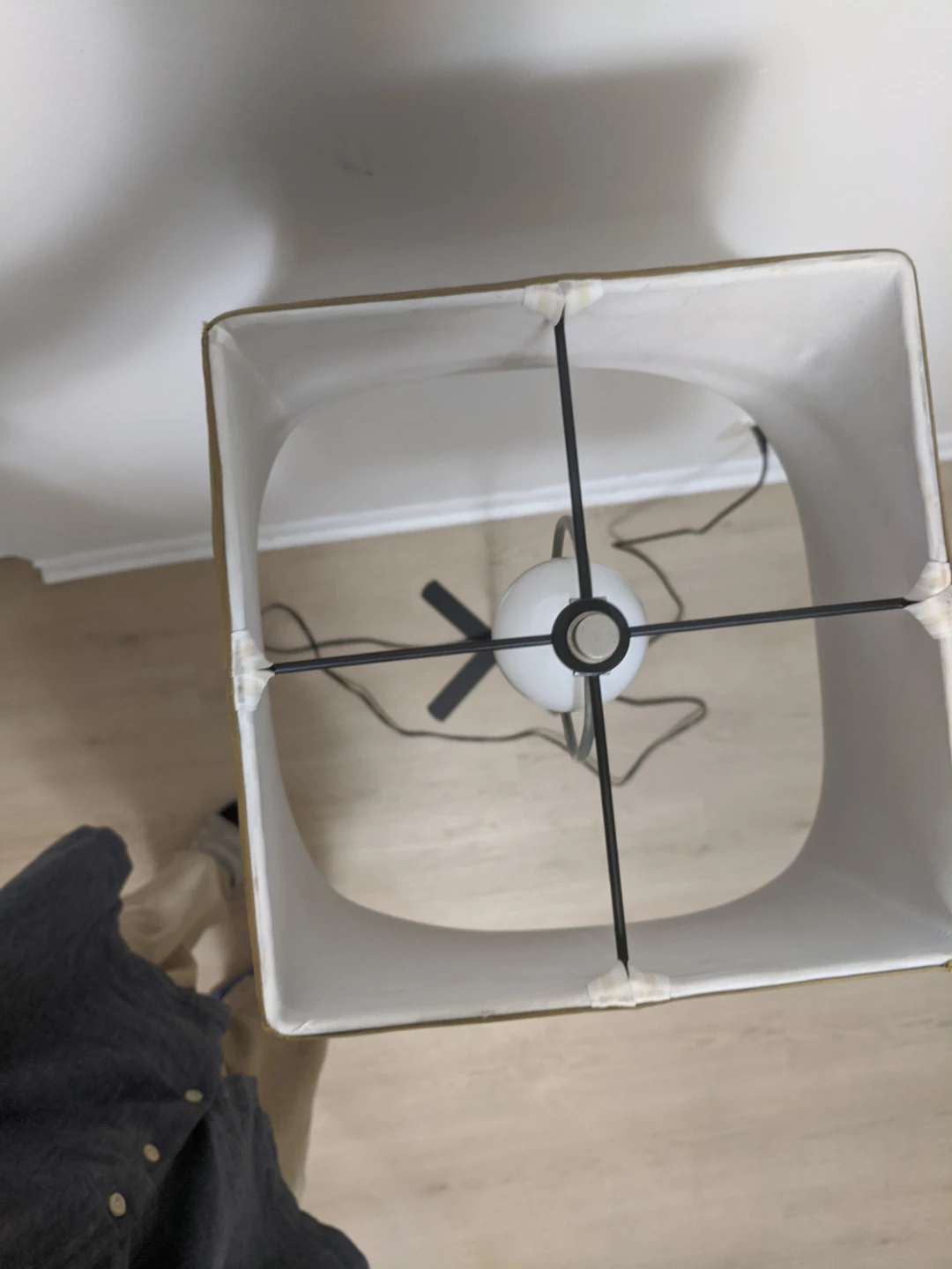 Minimalist floor lamp with tan shade - photo 3