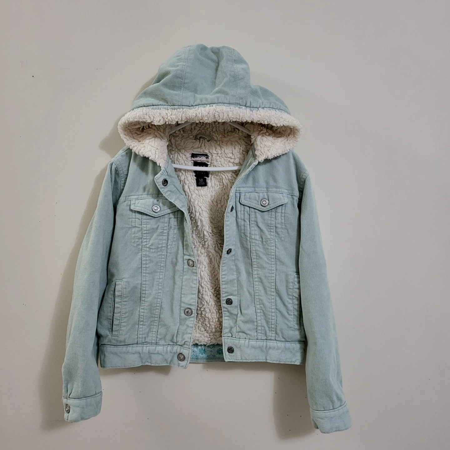 Girls Corduroy Sherpa-Lined Hooded Jacket - Size L/10 - photo 3