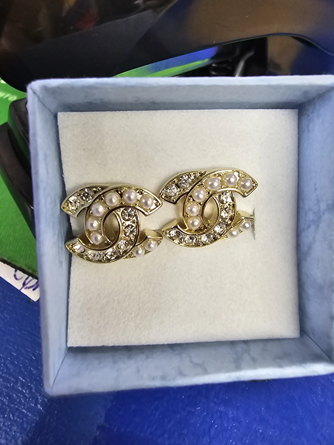 Chanel CC Pearl and Crystal Logo Earrings
