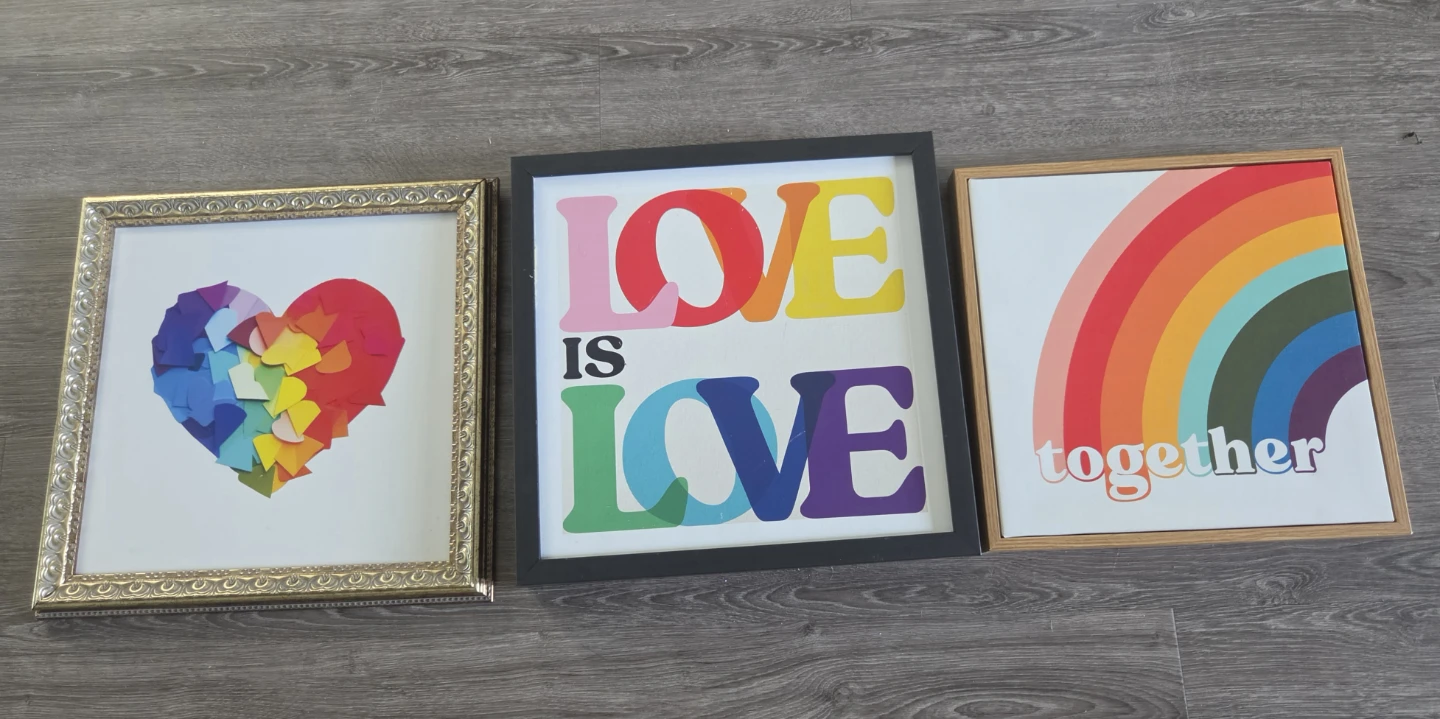 Set of 3 Rainbow & Love Themed Wall Art