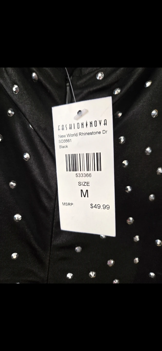 Fashion Nova New World Rhinestone Dress - Black - photo 5