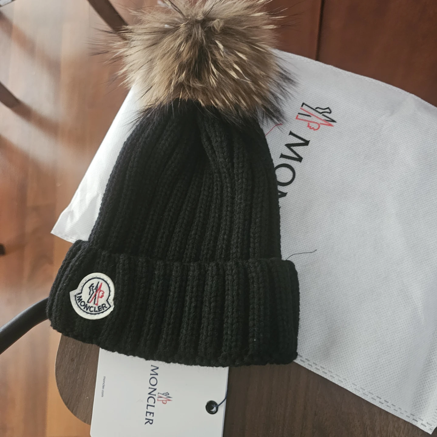 Moncler Wool Beanie with Fur Pom-Pom - photo 3