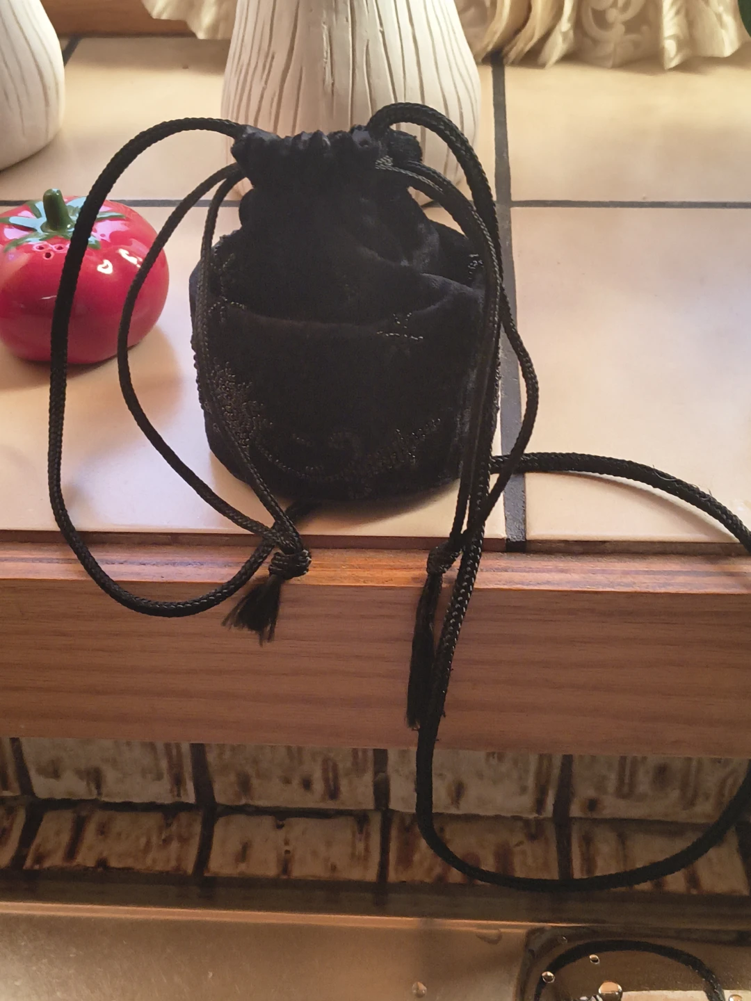 Black Velvet Drawstring Pouch