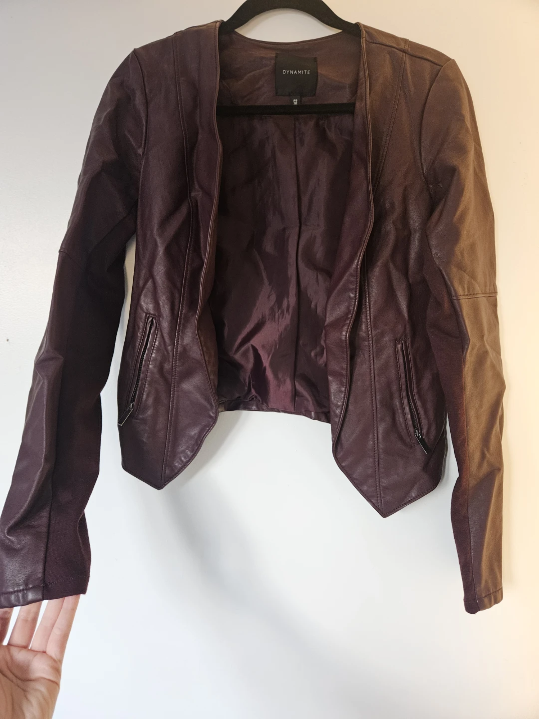 Dynamite faux leather jacket in plum