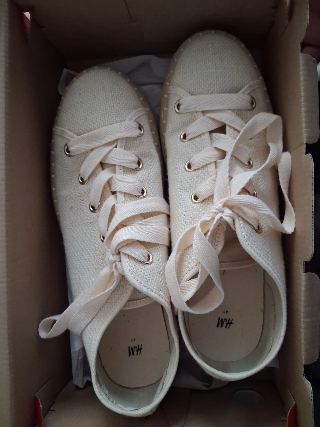 H&M Cream Canvas Platform Sneakers