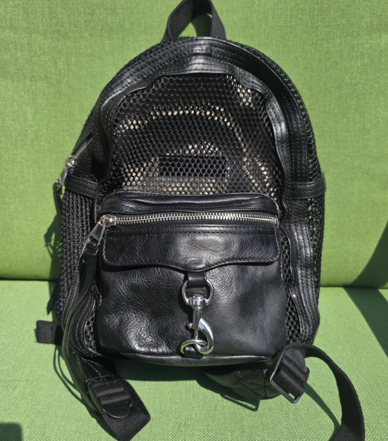 Rebecca Minkoff Black Mesh & Leather Backpack