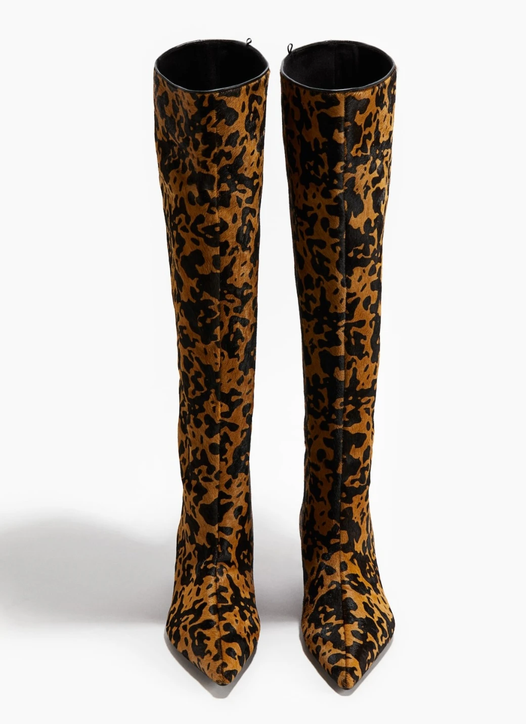 H&M Leather Leopard Print Knee-High Boots