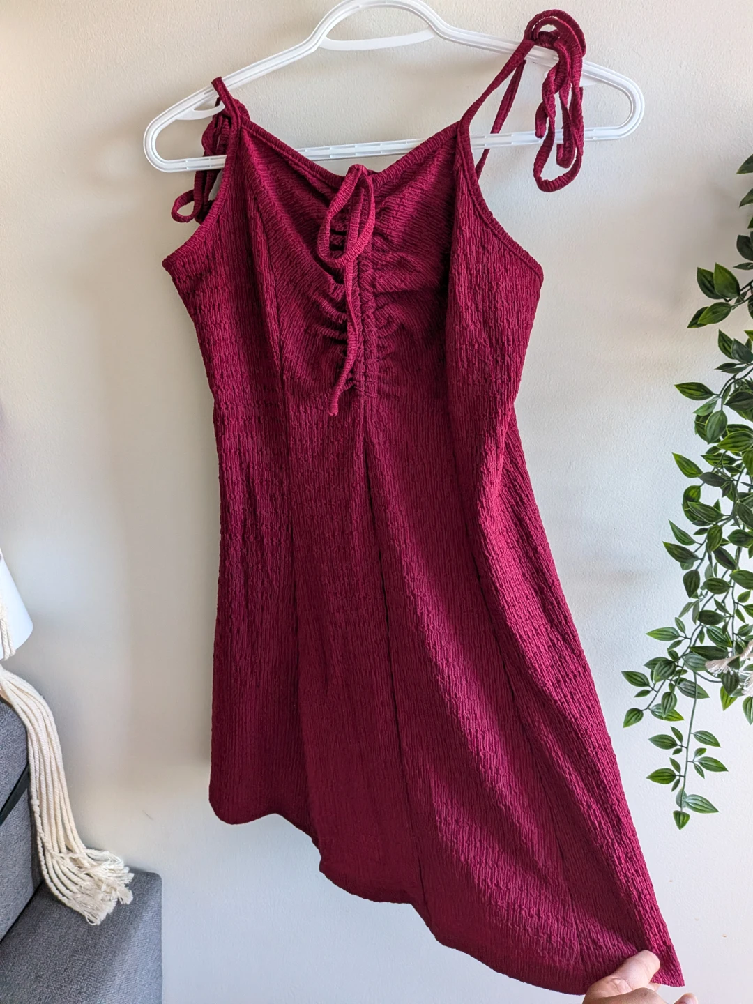 🏈Cider Burgundy Textured Mini Dress in excellent condition - photo 3