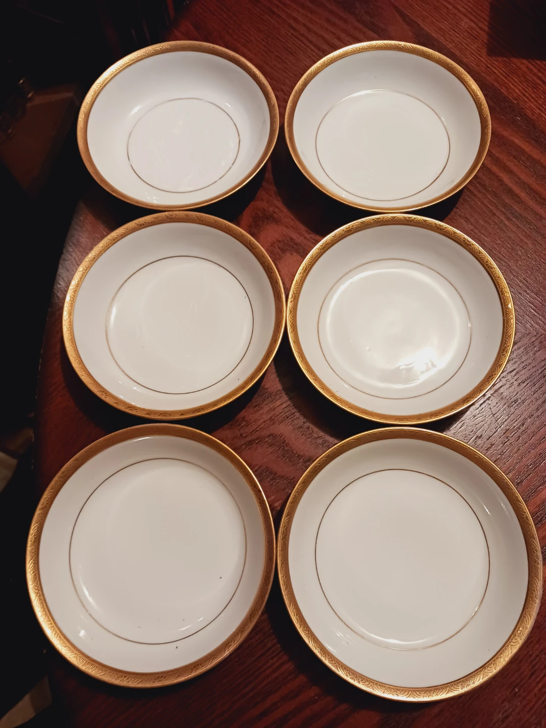 Set of 6 × 22K Gold Rimmed Porcelain Berry Bowls - photo 2