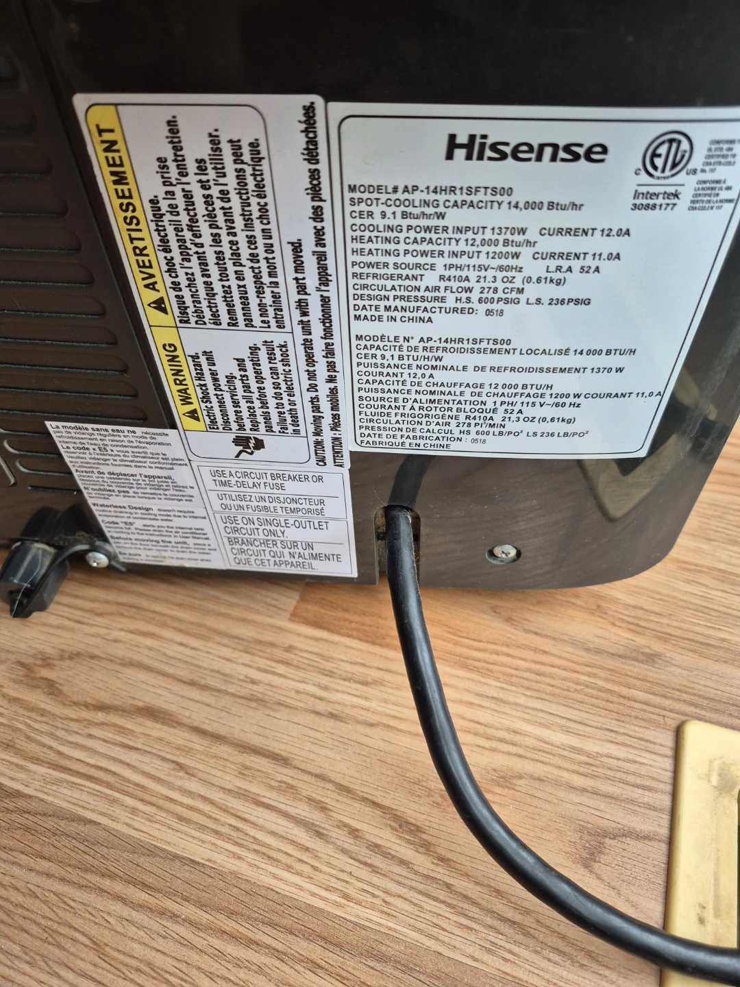 Hisense 14,000 BTU Portable Air Conditioner