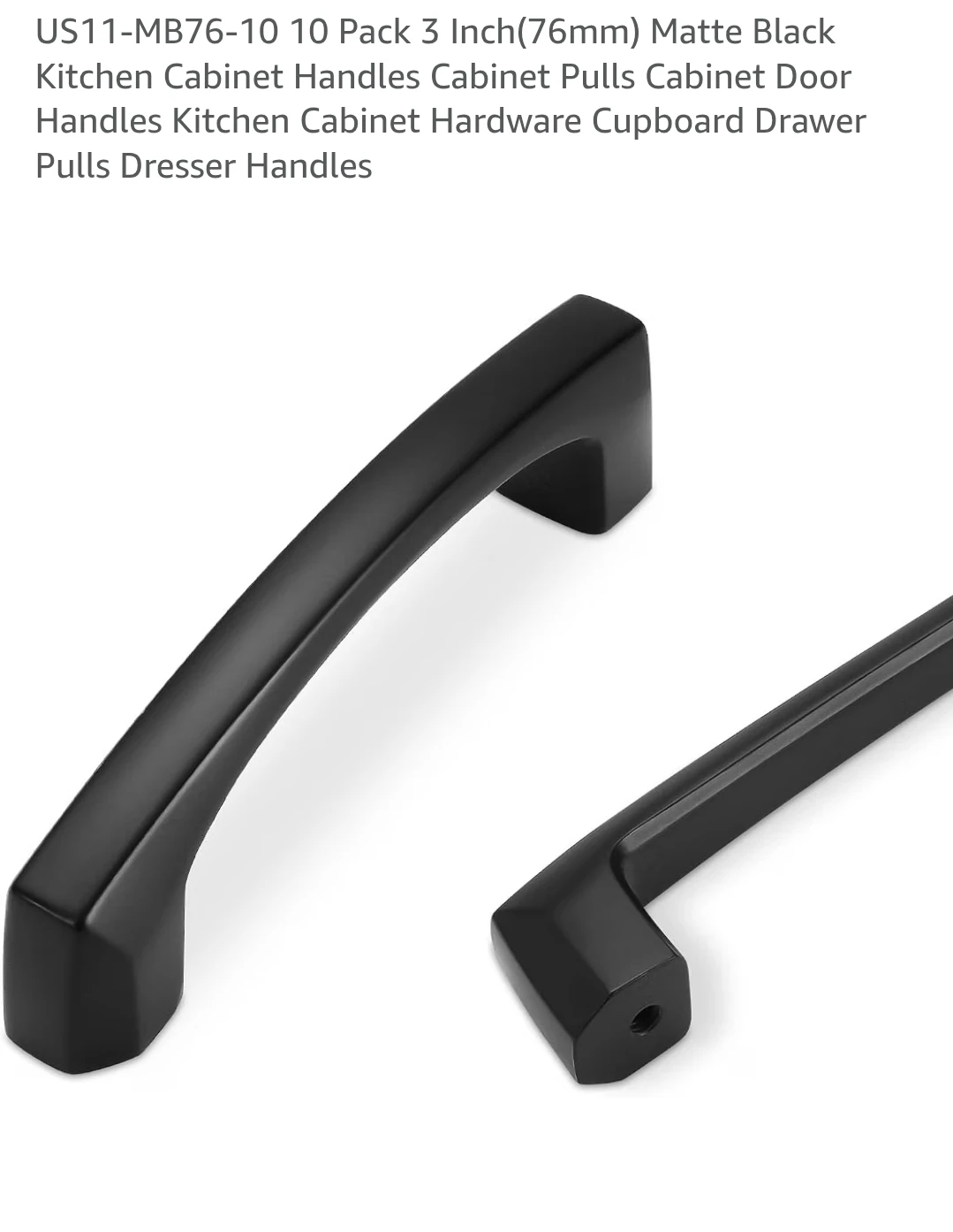 10 Pack Matte Black Cabinet Handles 3 Inch