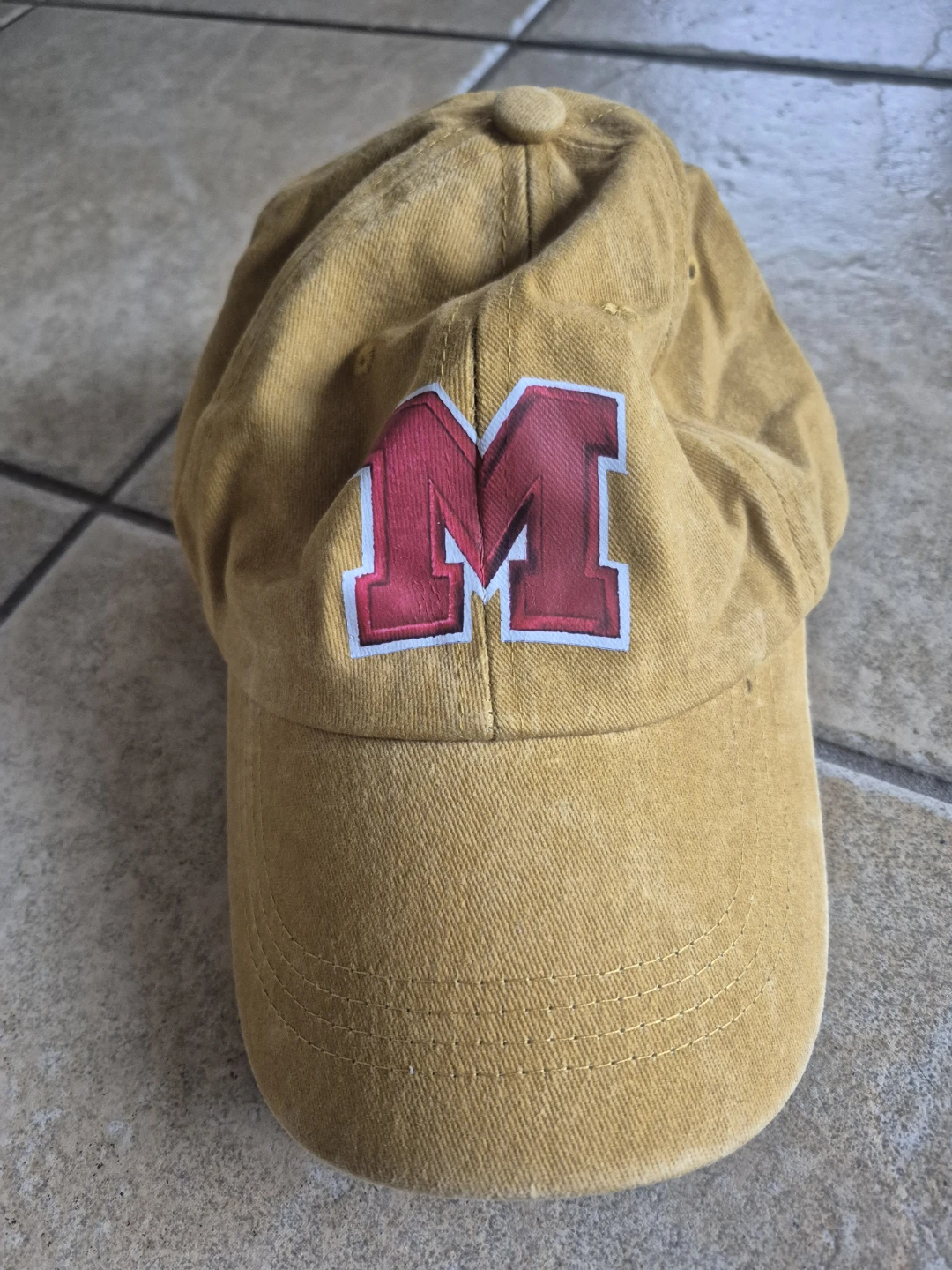 Mustard Yellow Baseball Cap with Letter M - photo 2
