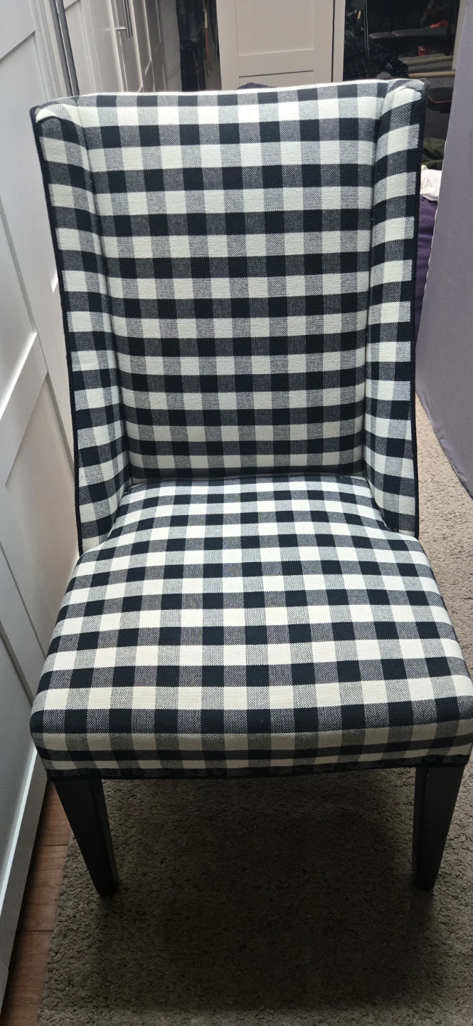 Black and white checkered wingback chair