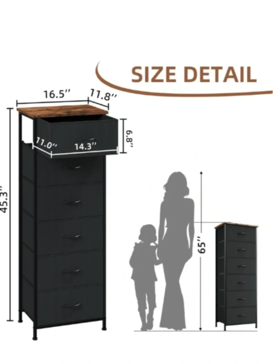 Tall 6-Drawer Dresser with Fabric Drawers - photo 3