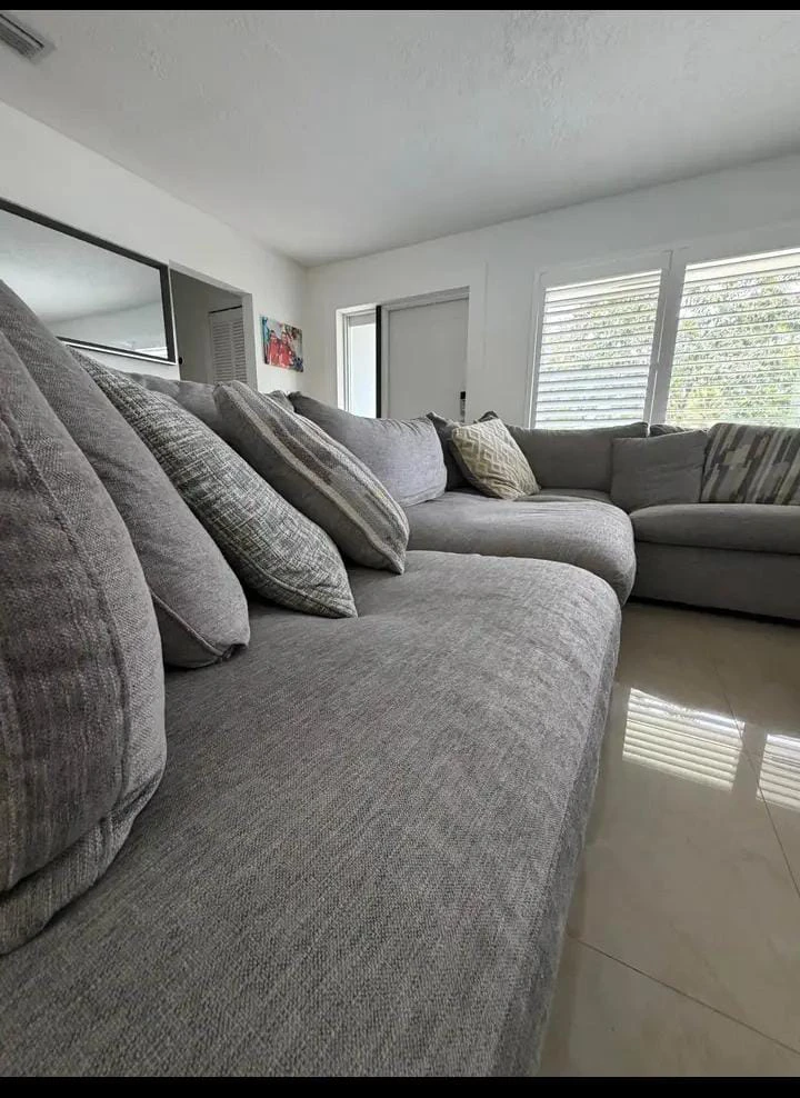 Large Gray Sectional Sofa with Ottoman - photo 2