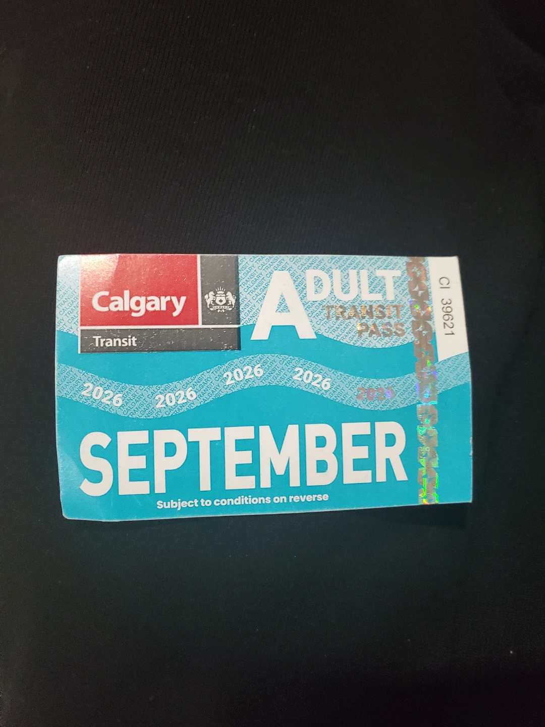 Calgary Transit Adult Pass September 2026