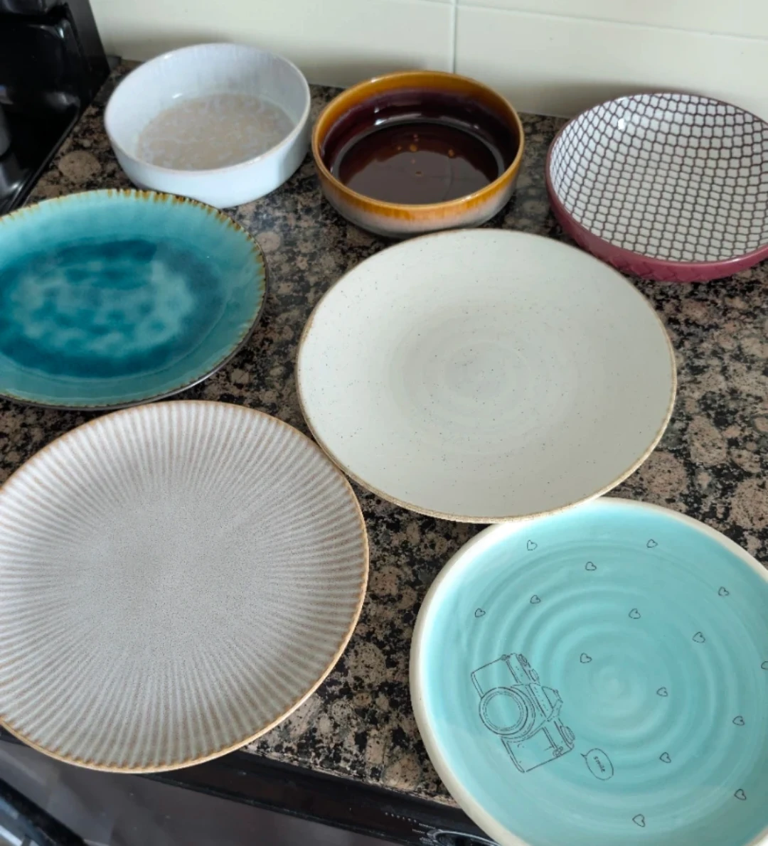 3 Assorted Ceramic  Pasta Bowls