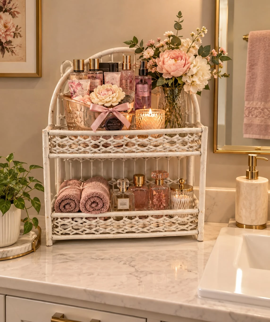 White Wicker Wall Shelf