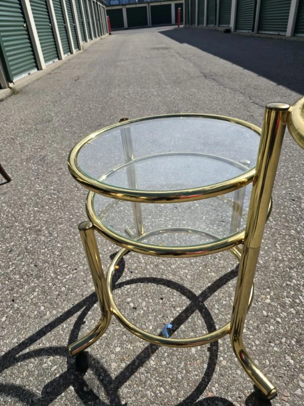 Vintage Brass and Glass Side Table - photo 4