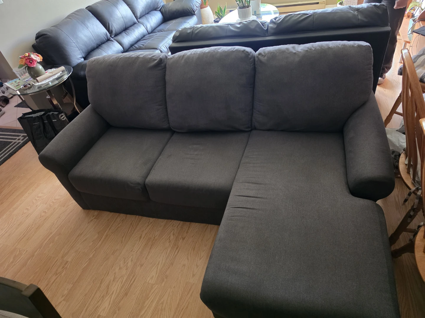 Dark Grey Sectional Couch with Chaise