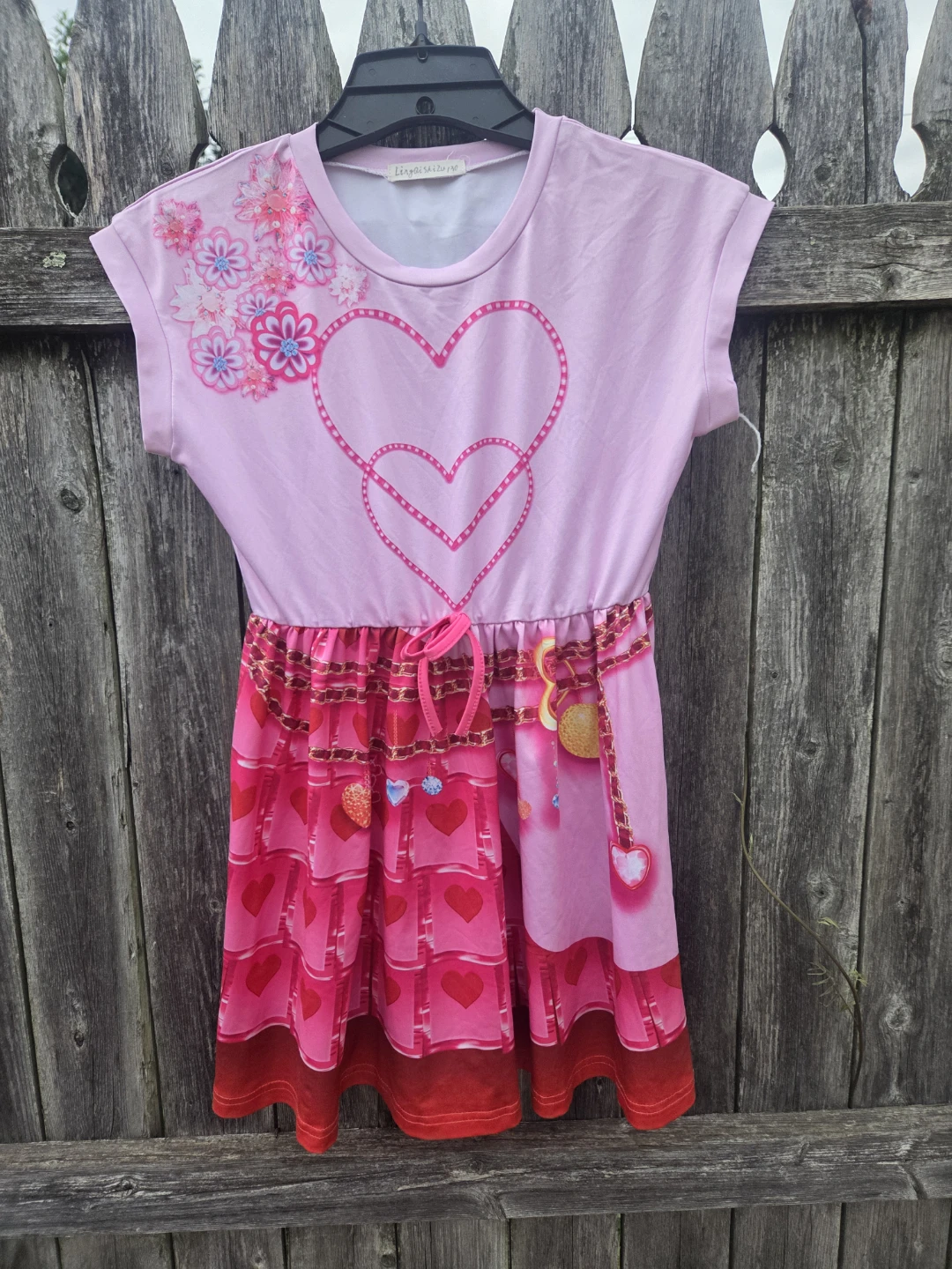 Lingqishizu Pink Heart Print Dress - photo 4