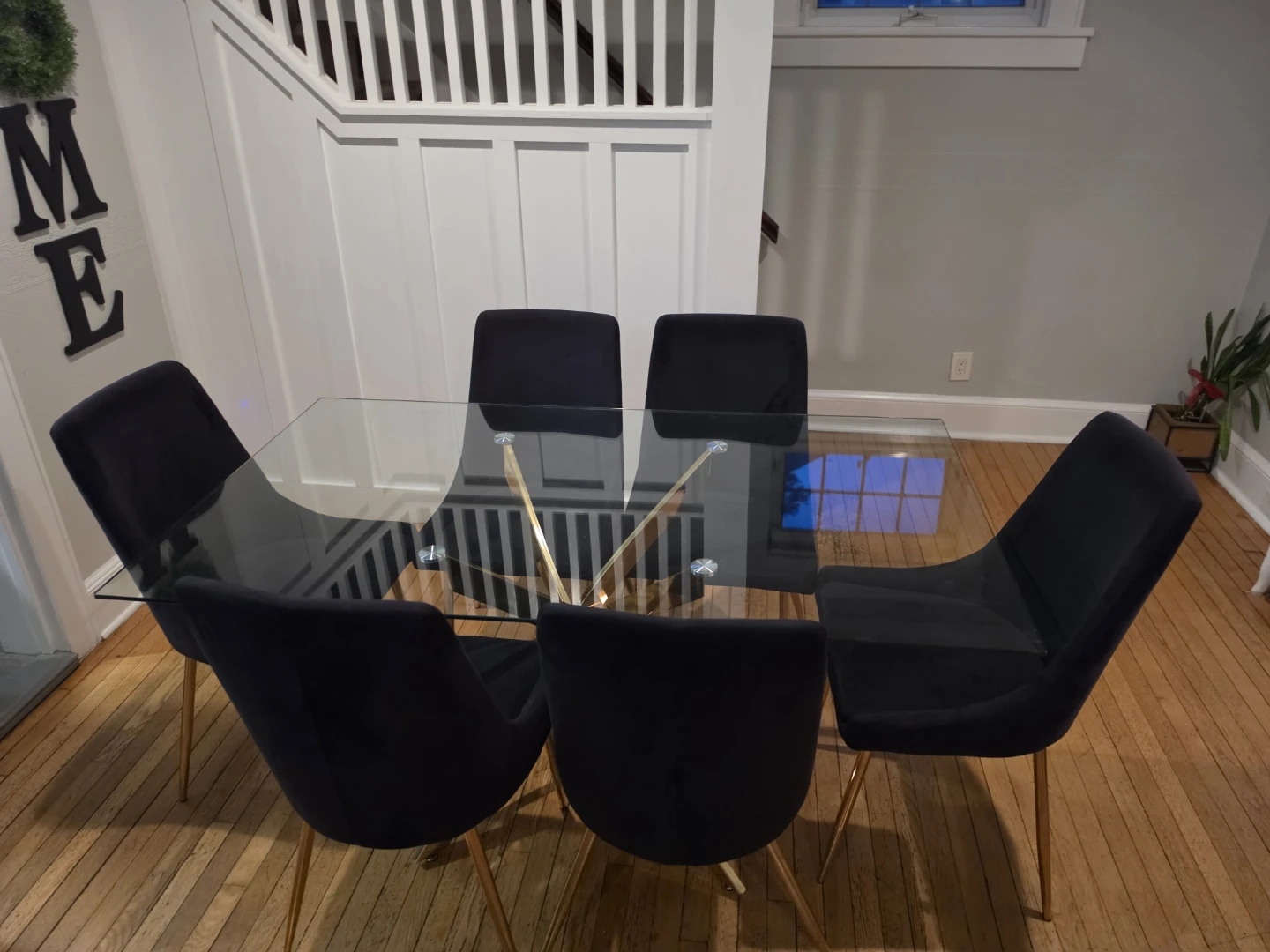 Glass Dining Table and 6 Velvet Chairs - photo 2