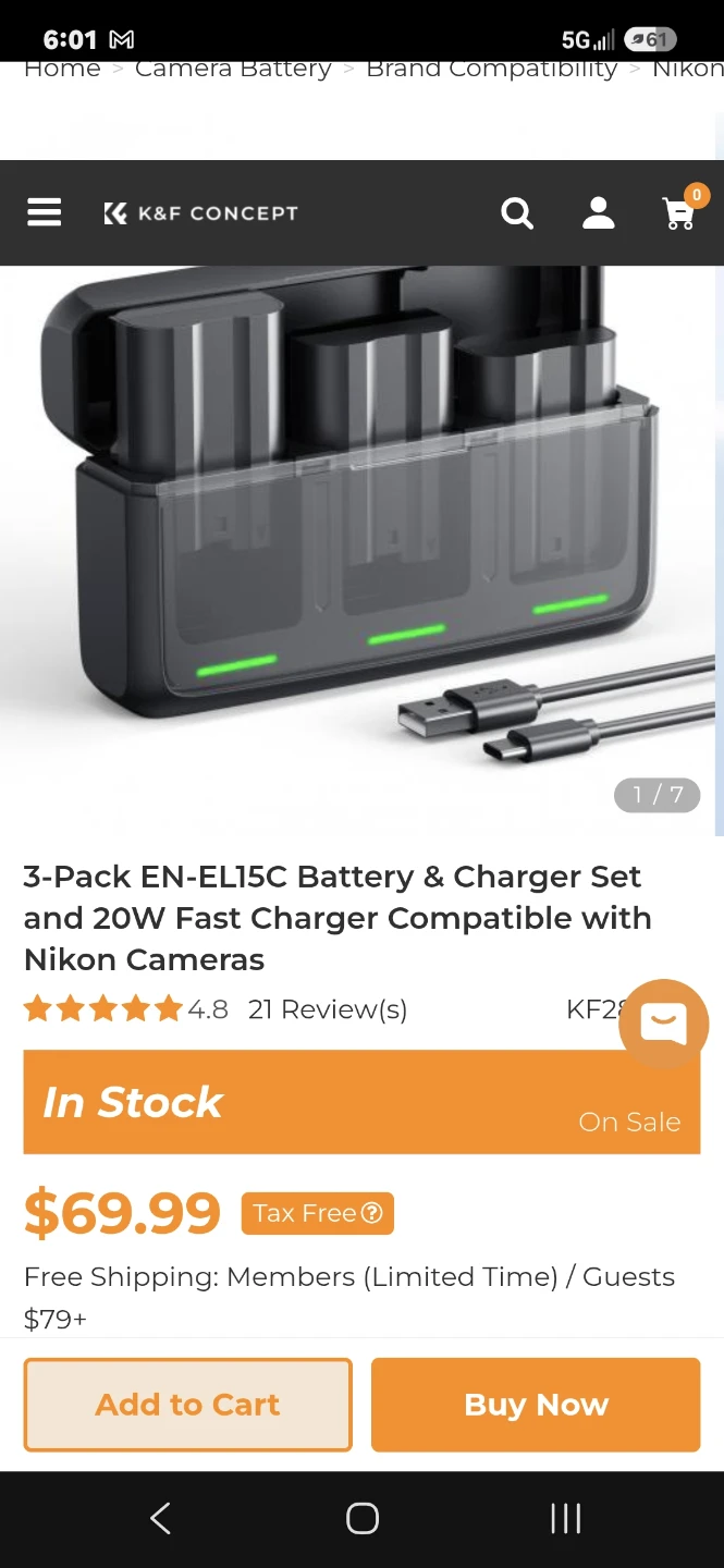 K&F Concept for Nikon EN-EL15 Battery and Charger Set - photo 2