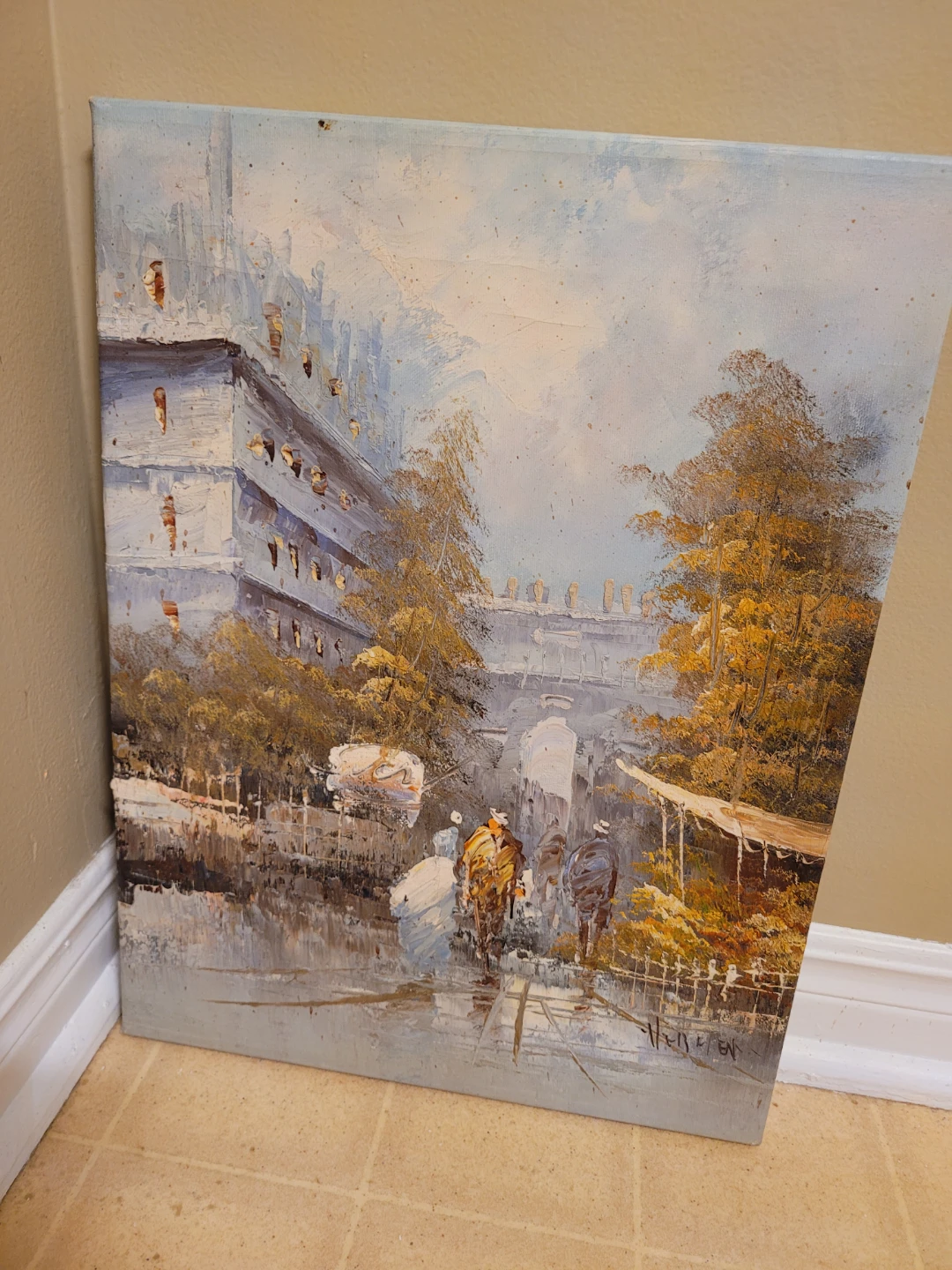🏈Original Oil Painting Cityscape